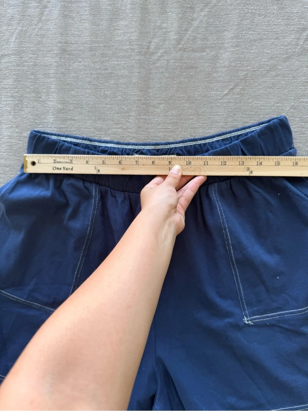 Free People Beach Navy Cotton Pull On Shorts Elastic Waist Pockets Size‎ L&S